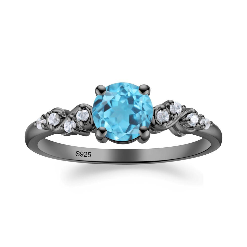 Simple Round Swiss Blue Topaz Infinity Ring - LUO Jewelry #metal_black finish sterling silver