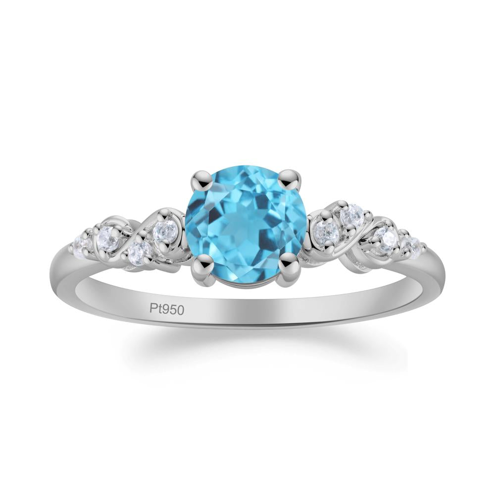 Simple Round Swiss Blue Topaz Infinity Ring - LUO Jewelry #metal_platinum
