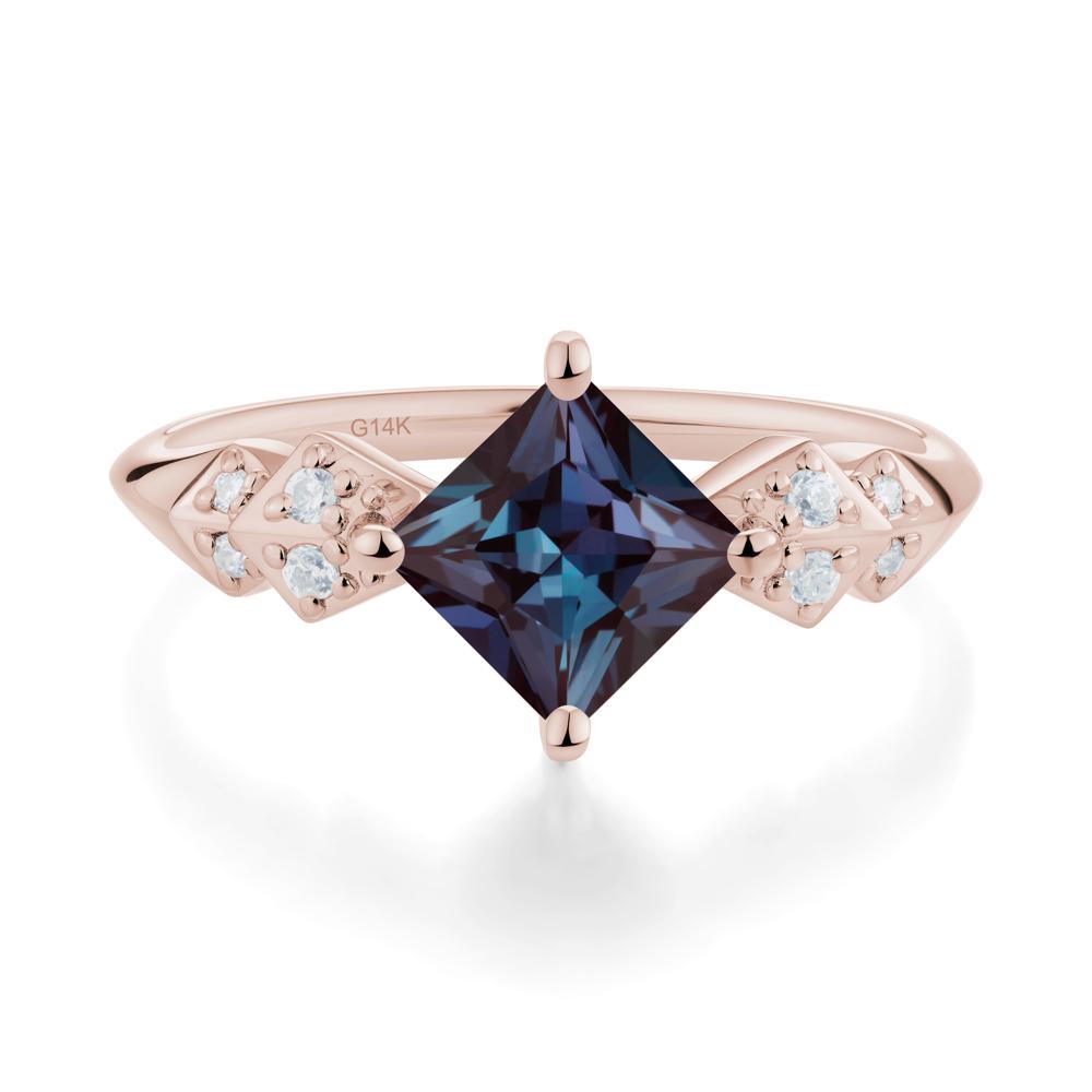 Square Alexandrite Engagement Ring - LUO Jewelry #metal_14k rose gold