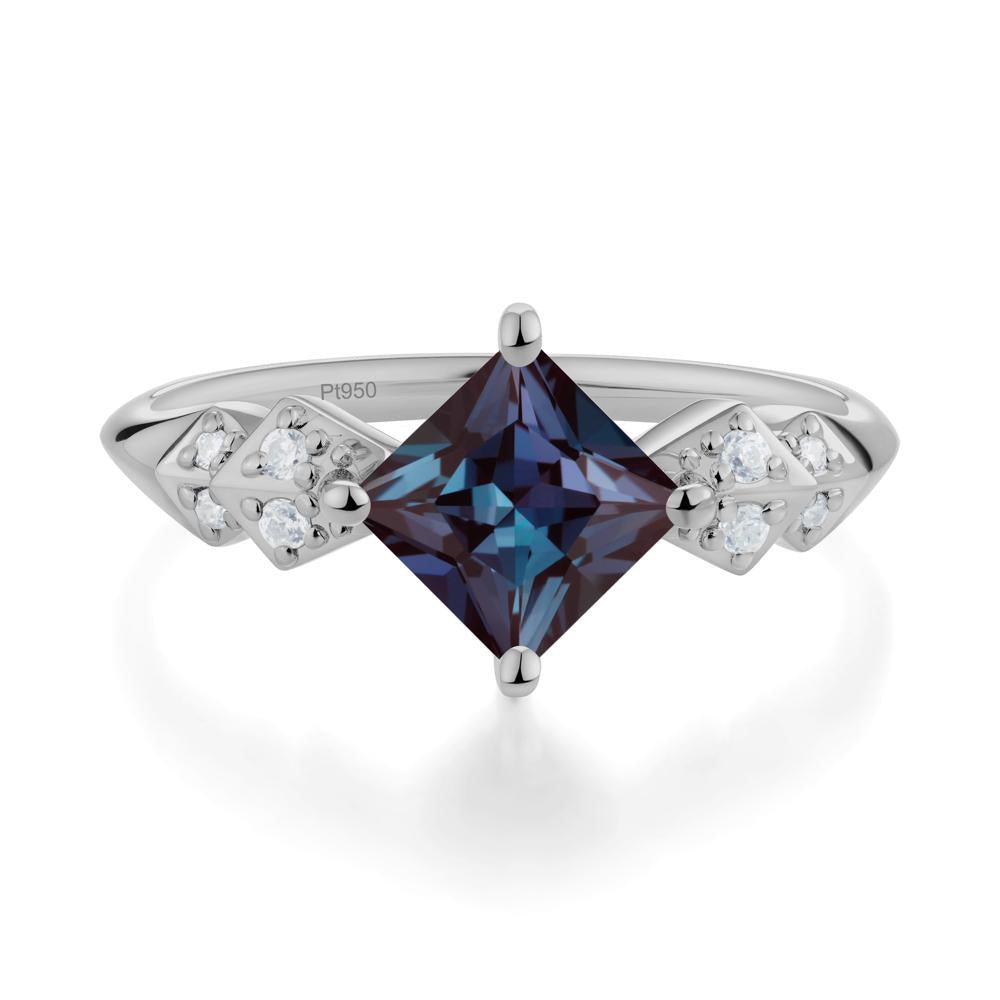 Square Alexandrite Engagement Ring - LUO Jewelry #metal_platinum