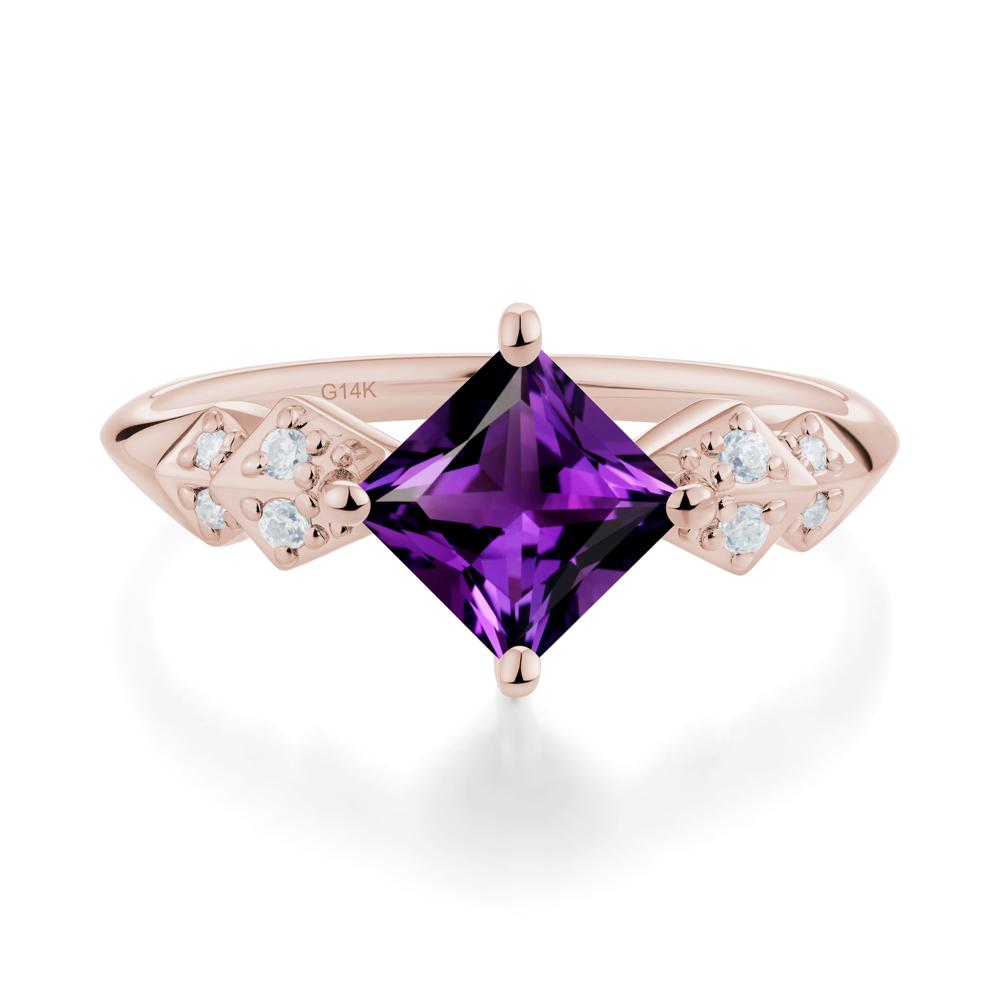 Square Amethyst Engagement Ring - LUO Jewelry #metal_14k rose gold
