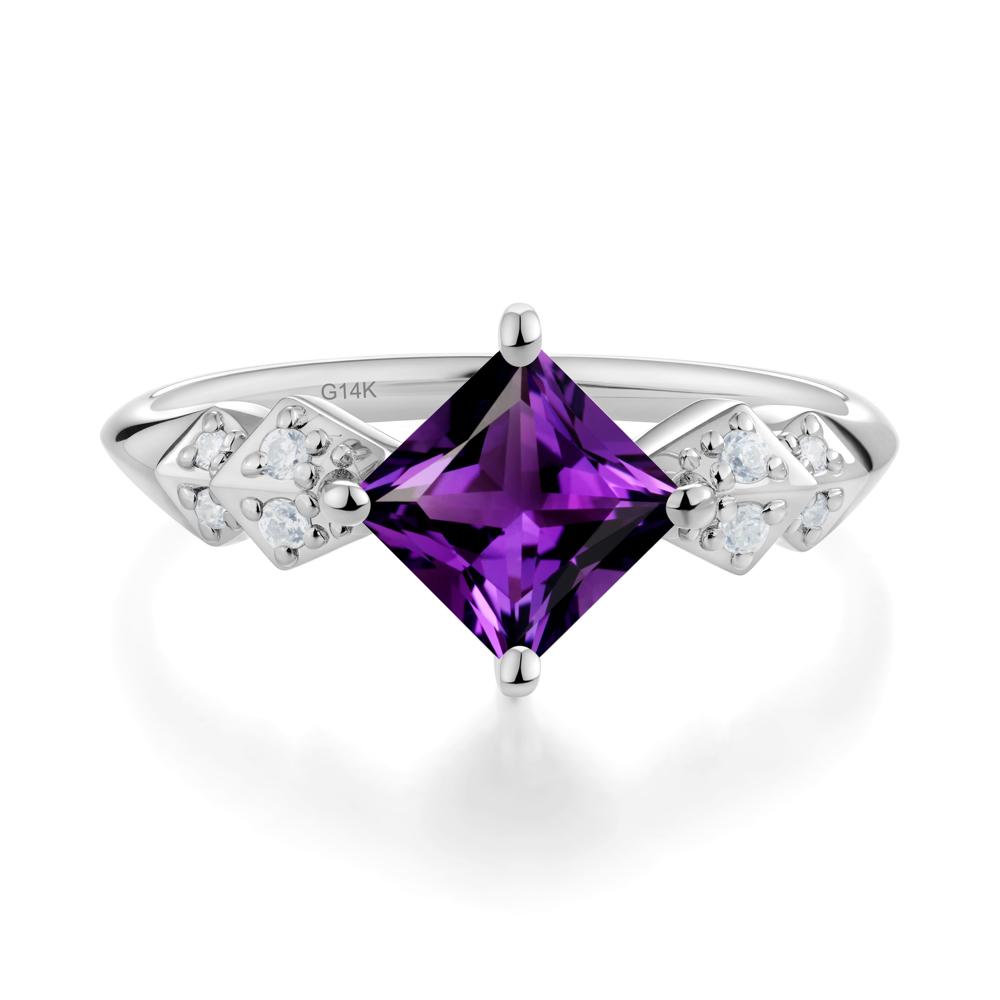 Square Amethyst Engagement Ring - LUO Jewelry #metal_14k white gold