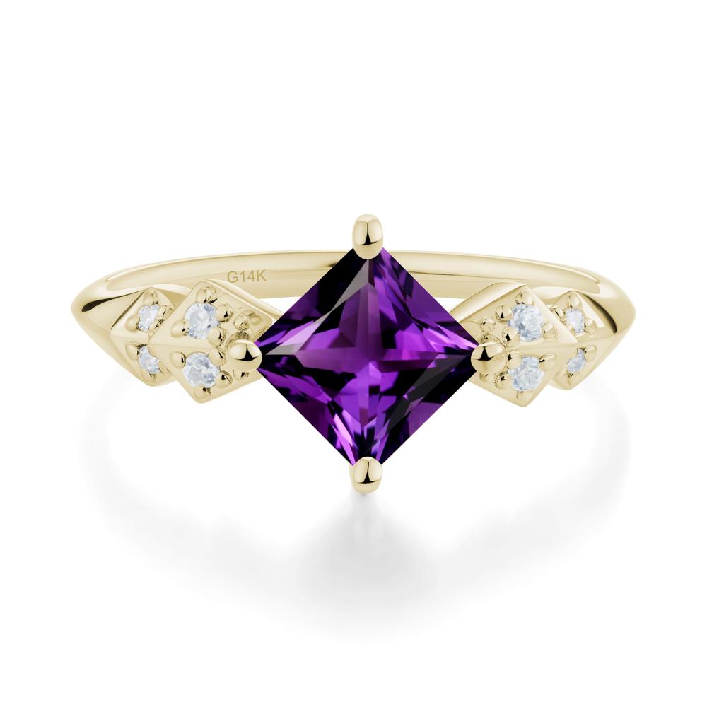 Square Amethyst Engagement Ring - LUO Jewelry #metal_14k yellow gold