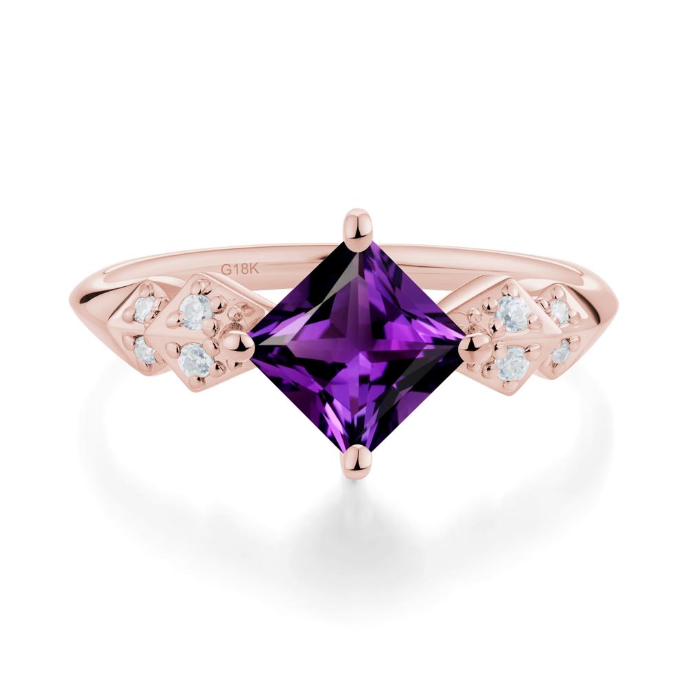 Square Amethyst Engagement Ring - LUO Jewelry #metal_18k rose gold
