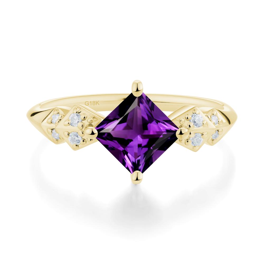Square Amethyst Engagement Ring - LUO Jewelry #metal_18k yellow gold