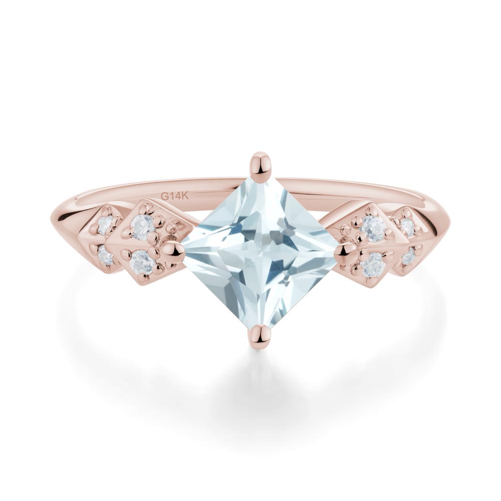 Square Aquamarine Engagement Ring - LUO Jewelry #metal_14k rose gold
