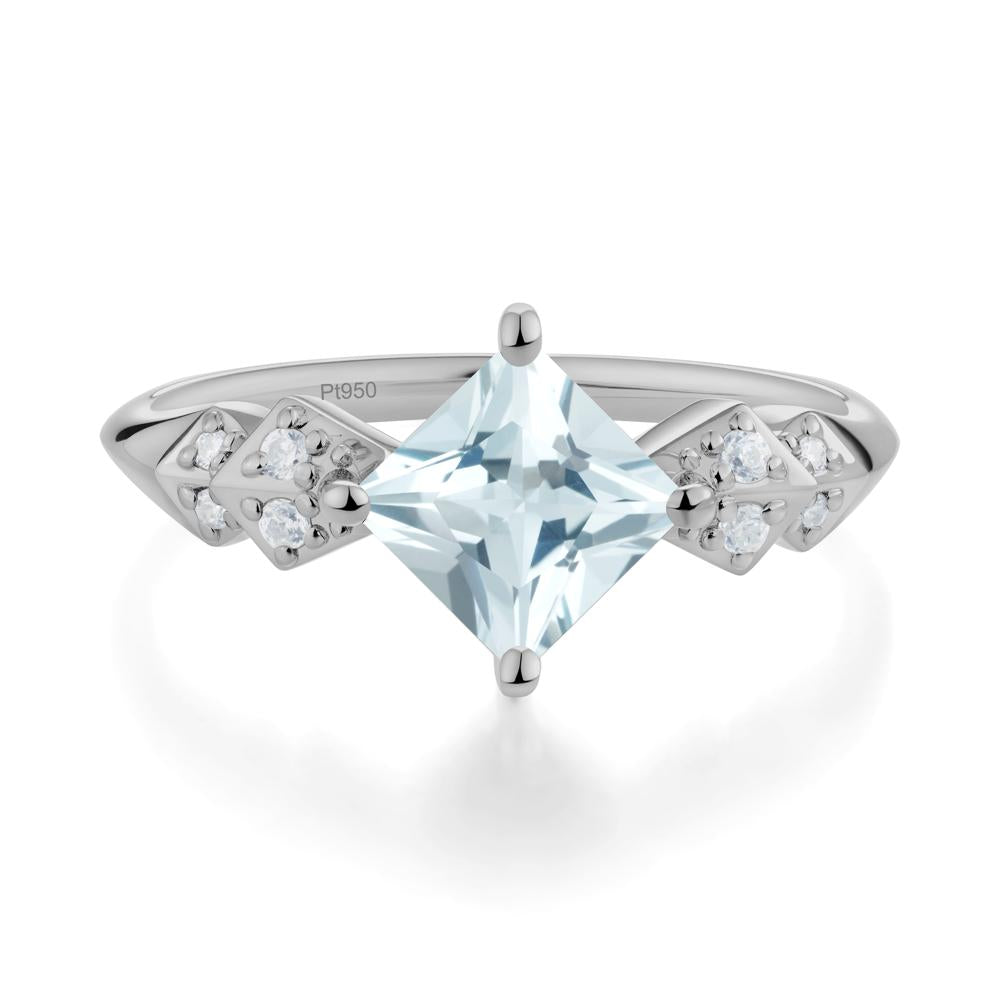 Square Aquamarine Engagement Ring - LUO Jewelry #metal_platinum