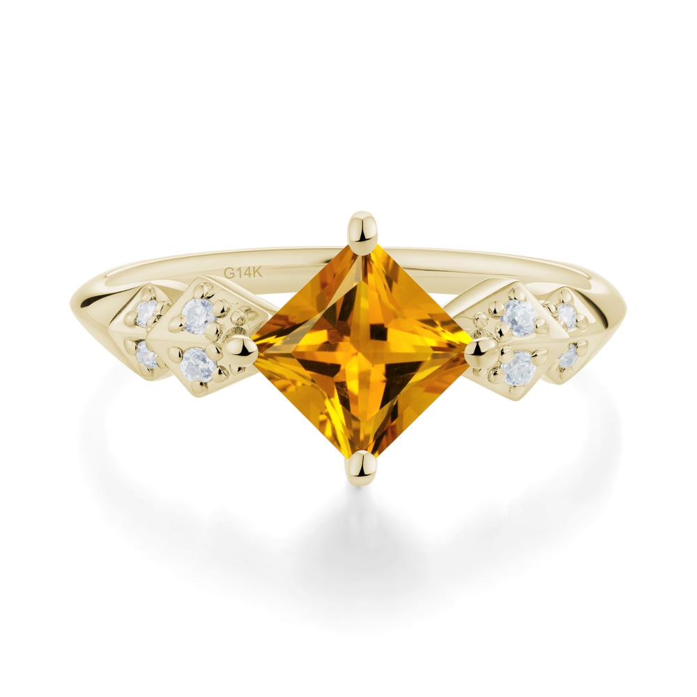 Square Citrine Engagement Ring - LUO Jewelry #metal_14k yellow gold