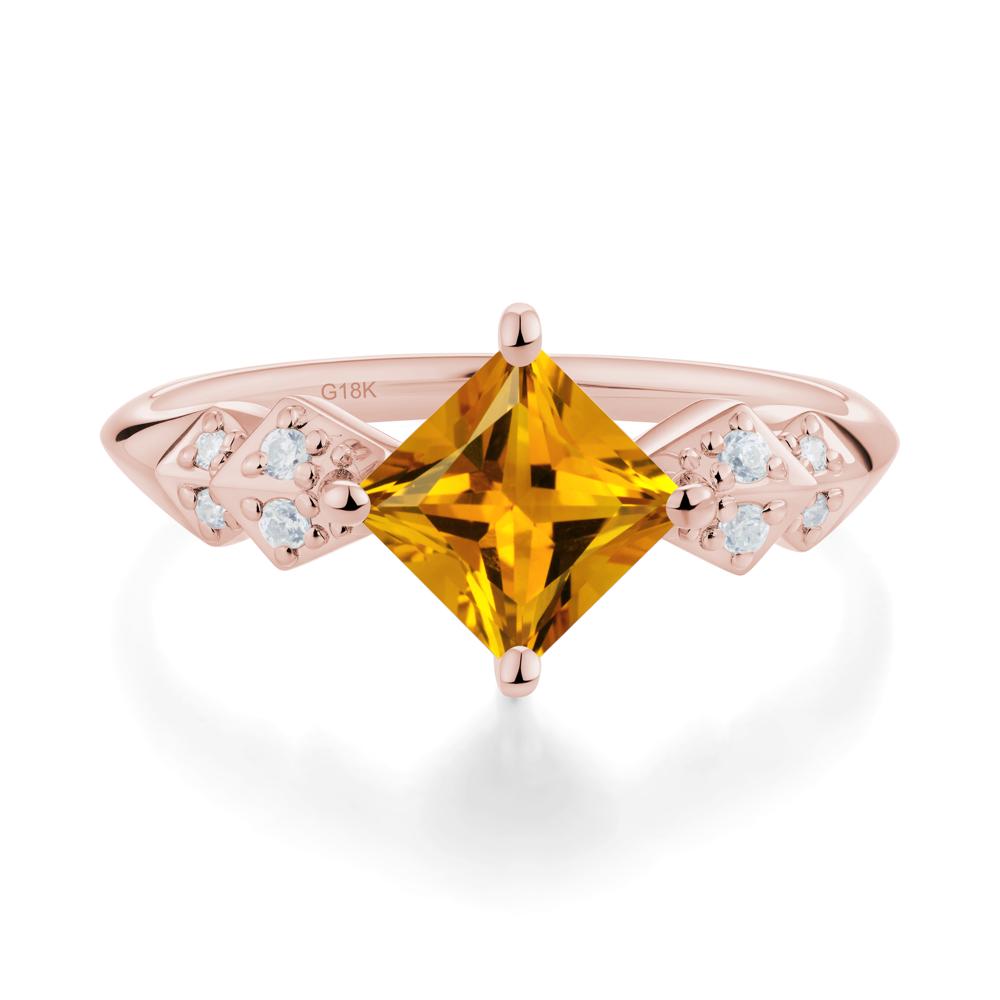 Square Citrine Engagement Ring - LUO Jewelry #metal_18k rose gold