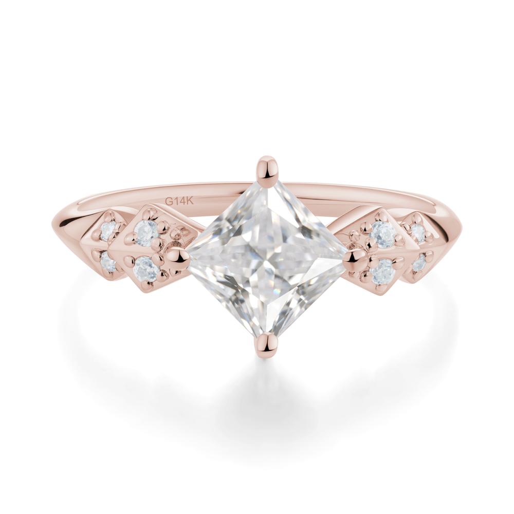 Square Cubic Zirconia Engagement Ring - LUO Jewelry #metal_14k rose gold