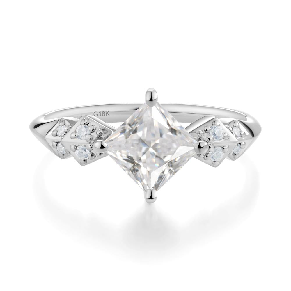 Square Cubic Zirconia Engagement Ring - LUO Jewelry #metal_18k white gold