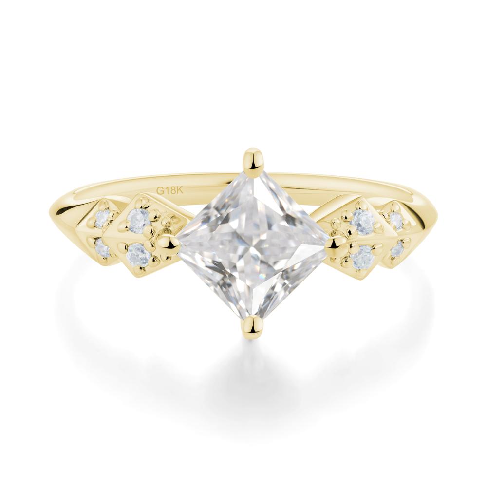 Square Cubic Zirconia Engagement Ring - LUO Jewelry #metal_18k yellow gold