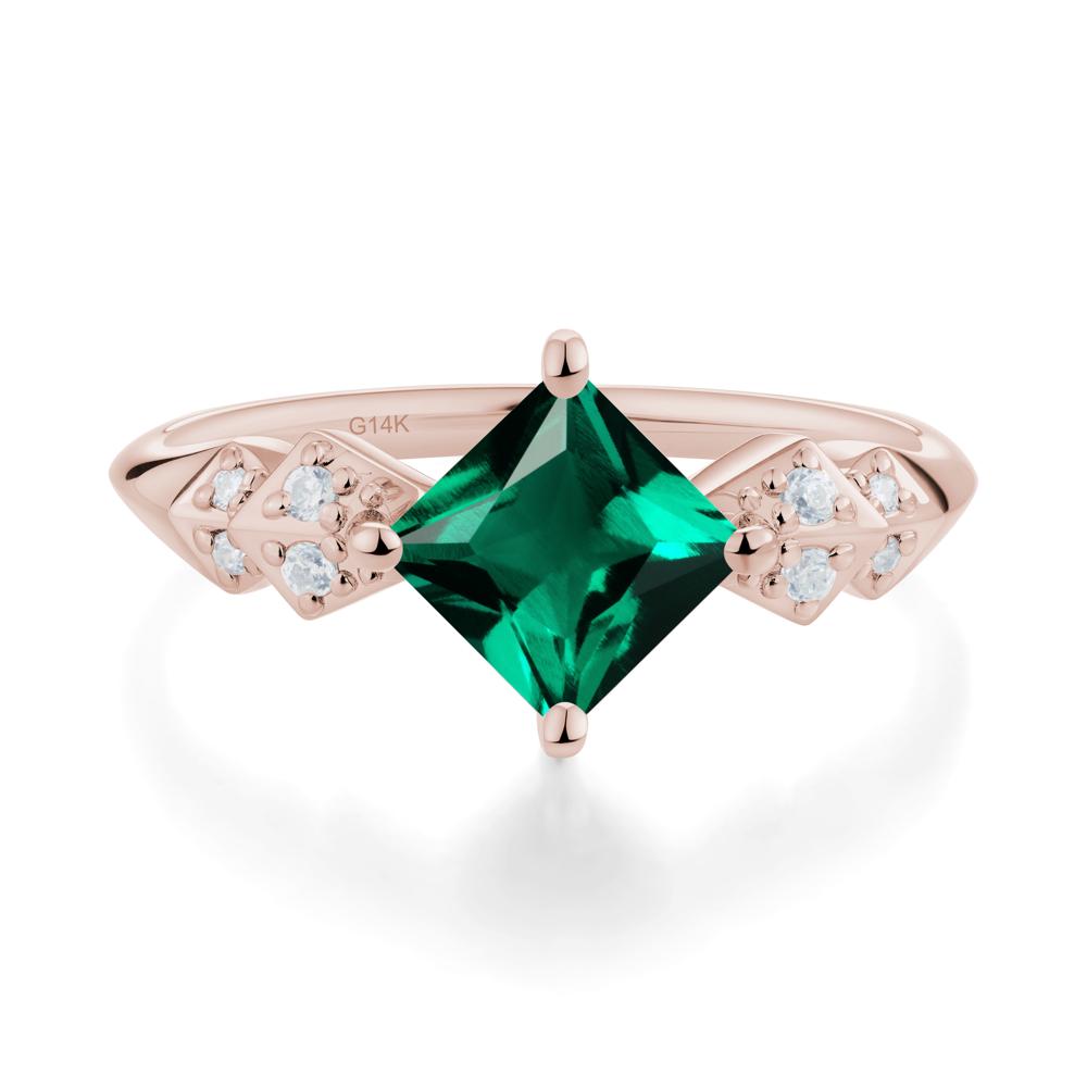 Square Emerald Engagement Ring - LUO Jewelry #metal_14k rose gold