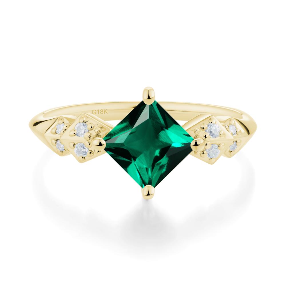 Square Emerald Engagement Ring - LUO Jewelry #metal_18k yellow gold