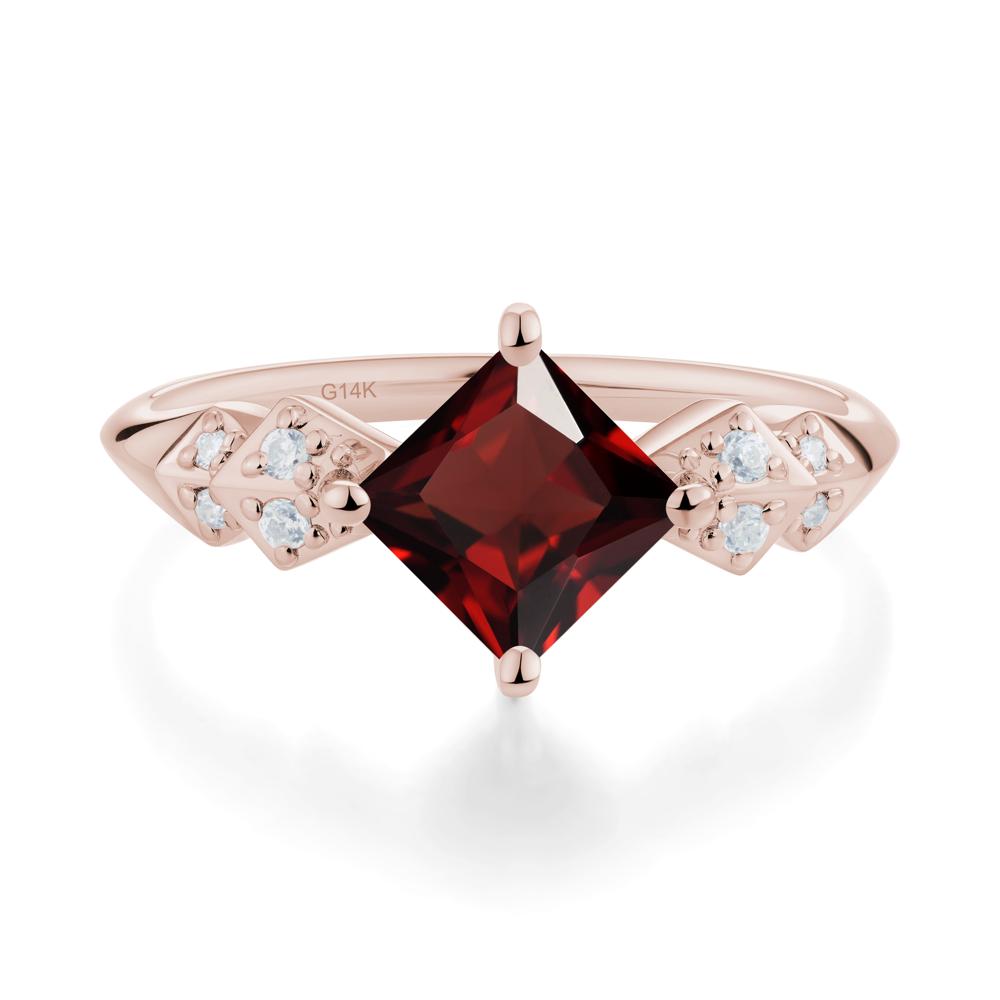 Square Garnet Engagement Ring - LUO Jewelry #metal_14k rose gold