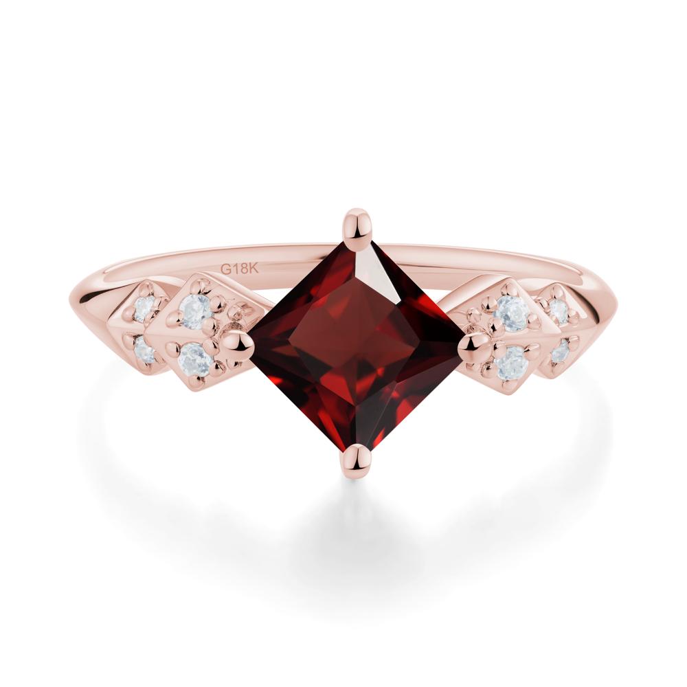 Square Garnet Engagement Ring - LUO Jewelry #metal_18k rose gold