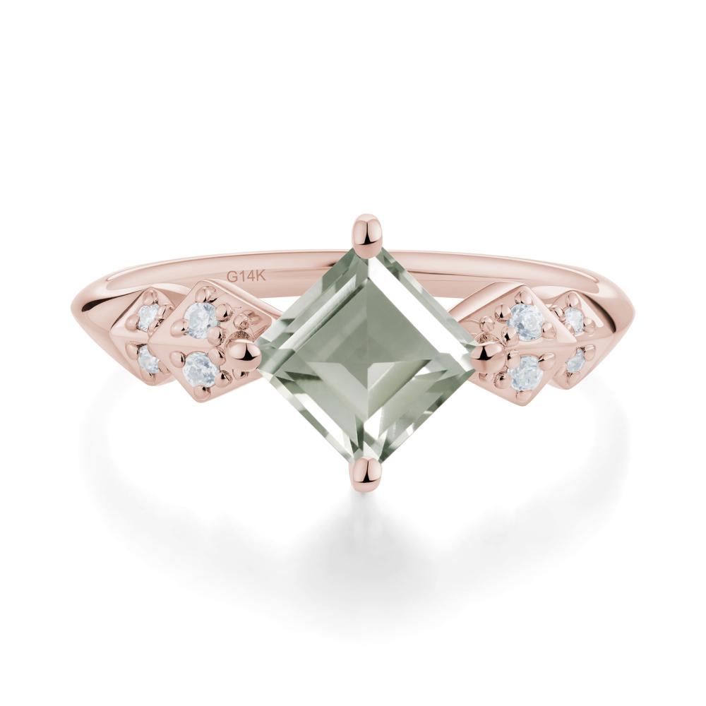 Square Green Amethyst Engagement Ring - LUO Jewelry #metal_14k rose gold