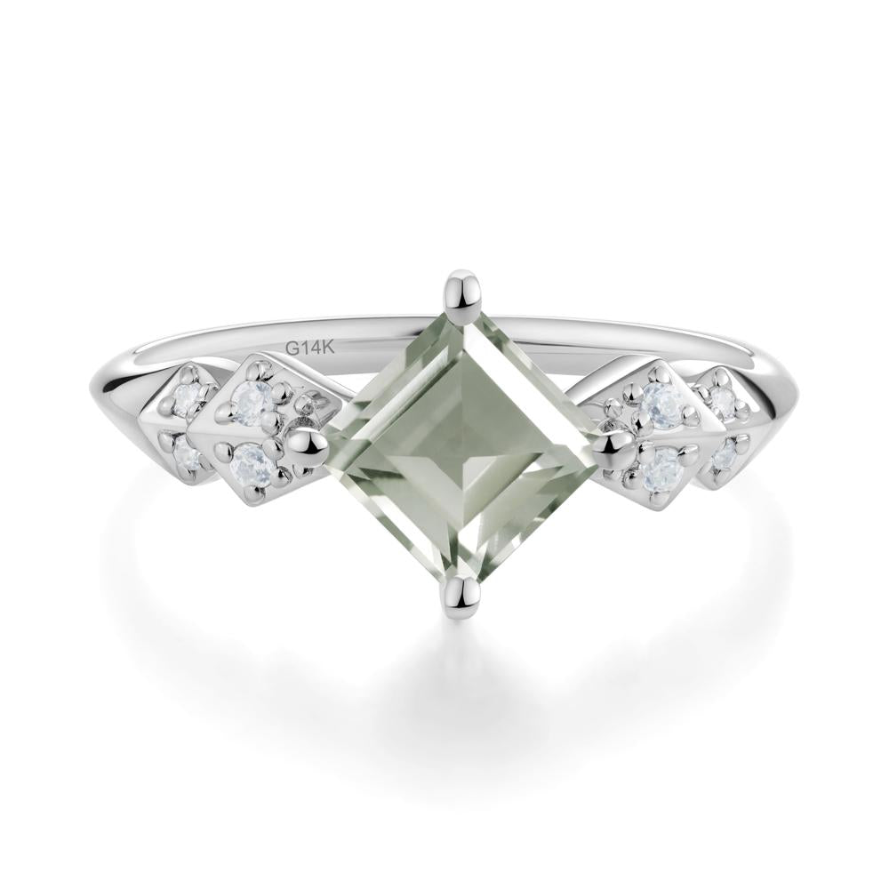 Square Green Amethyst Engagement Ring - LUO Jewelry #metal_14k white gold
