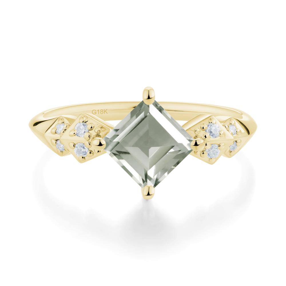 Square Green Amethyst Engagement Ring - LUO Jewelry #metal_18k yellow gold