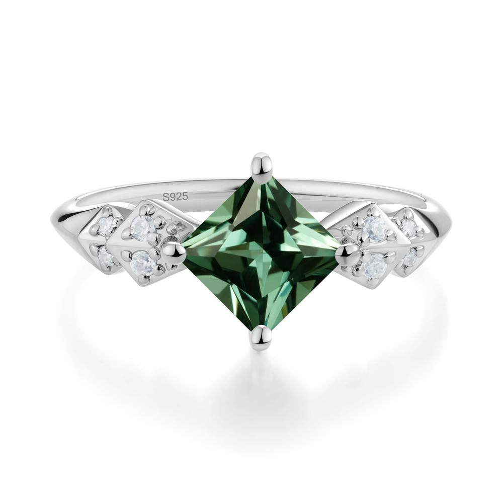 Square Green Sapphire Engagement Ring - LUO Jewelry #metal_sterling silver