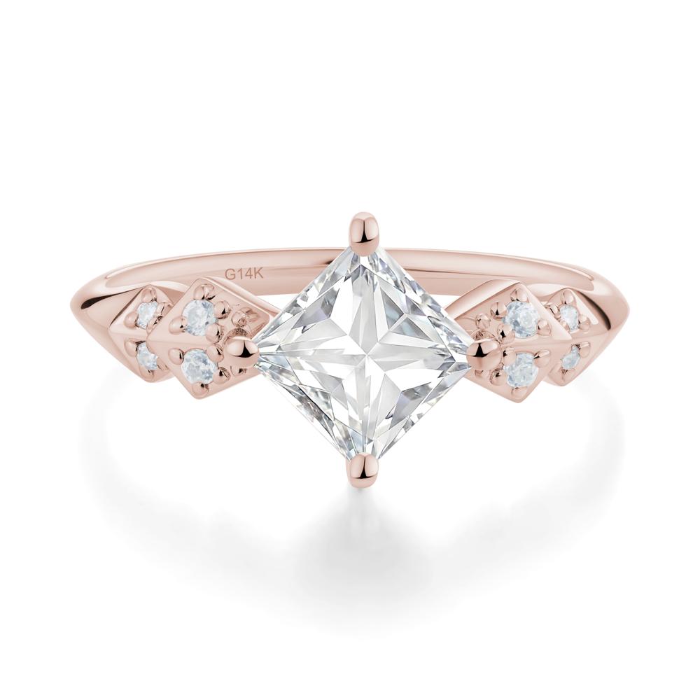 Square Moissanite Engagement Ring - LUO Jewelry #metal_14k rose gold