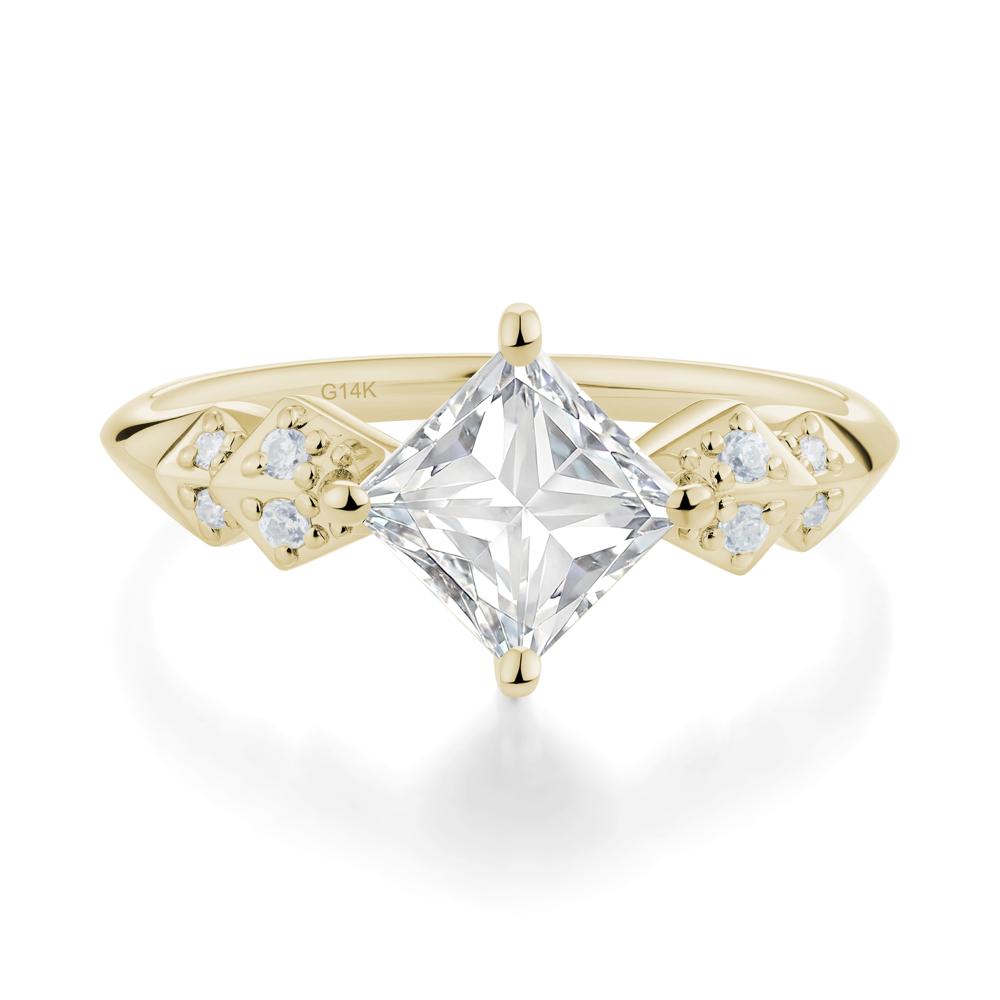 Square Moissanite Engagement Ring - LUO Jewelry #metal_14k yellow gold