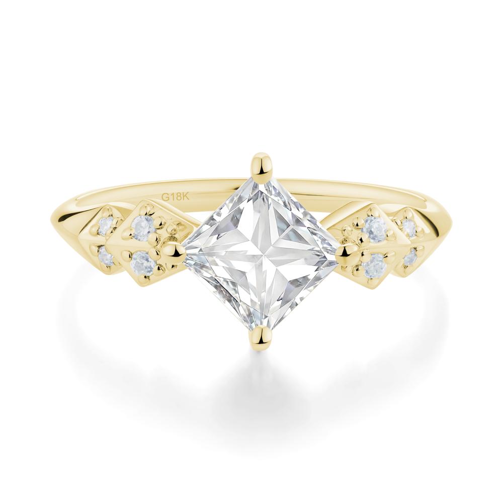 Square Moissanite Engagement Ring - LUO Jewelry #metal_18k yellow gold