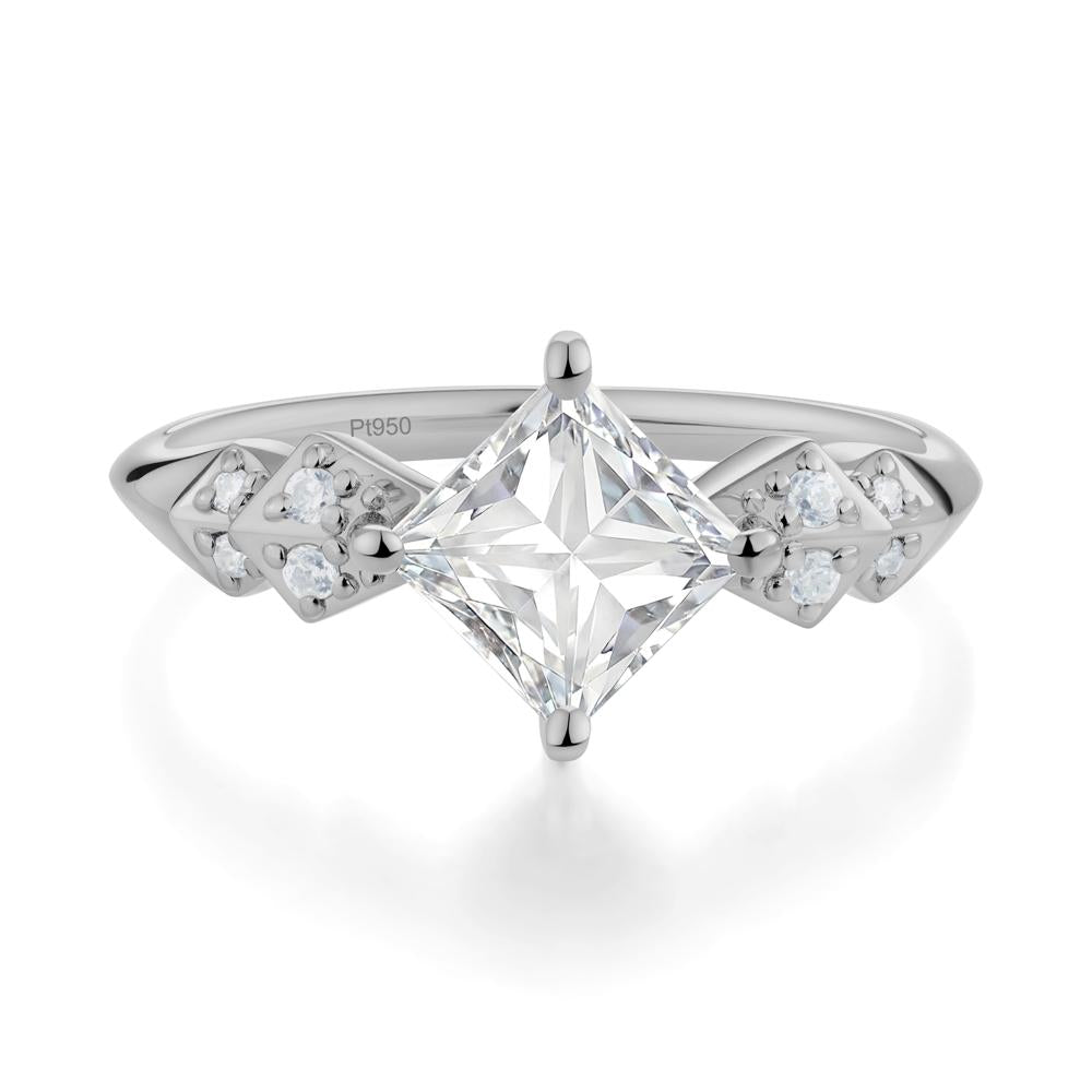 Square Moissanite Engagement Ring - LUO Jewelry #metal_platinum