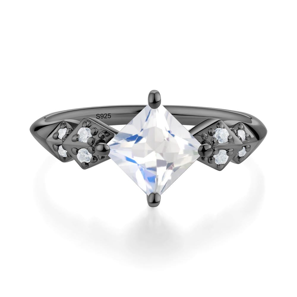 Square Moonstone Engagement Ring - LUO Jewelry #metal_black finish sterling silver