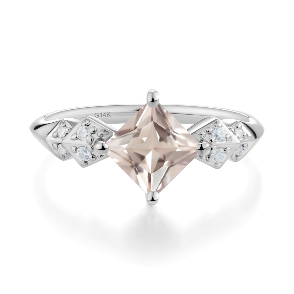 Square Morganite Engagement Ring - LUO Jewelry #metal_14k white gold