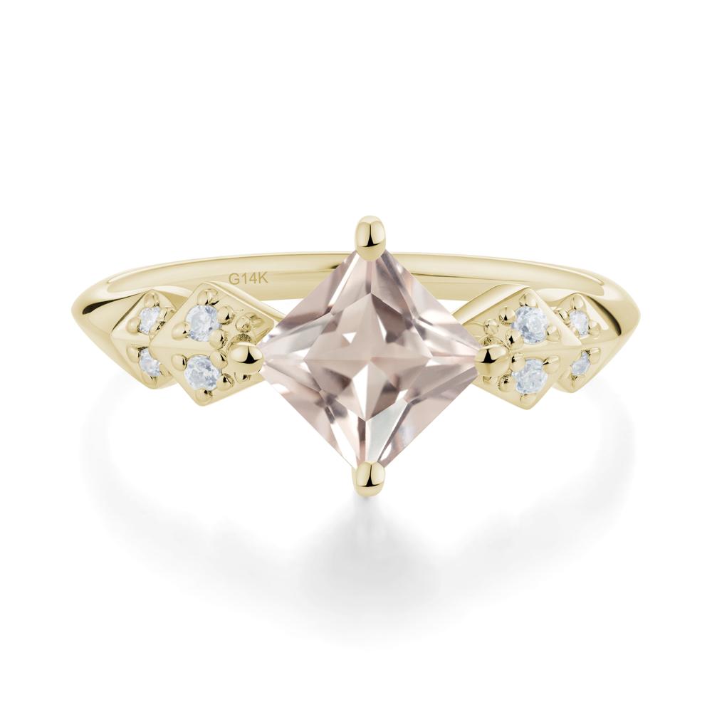 Square Morganite Engagement Ring - LUO Jewelry #metal_14k yellow gold