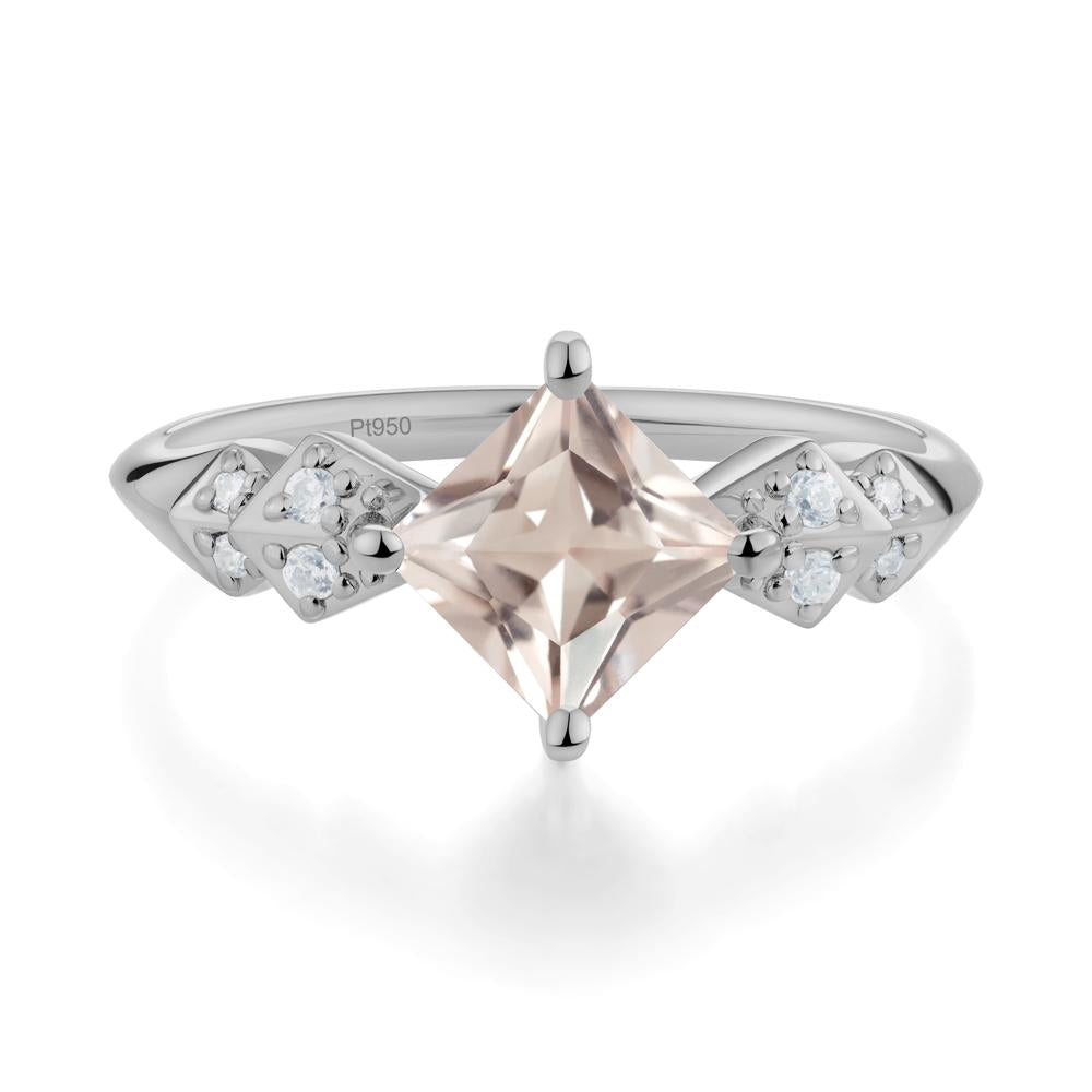 Square Morganite Engagement Ring - LUO Jewelry #metal_platinum