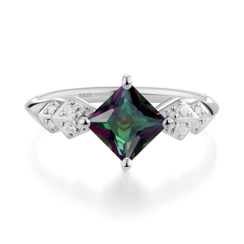 Square Mystic Topaz Engagement Ring - LUO Jewelry #metal_sterling silver
