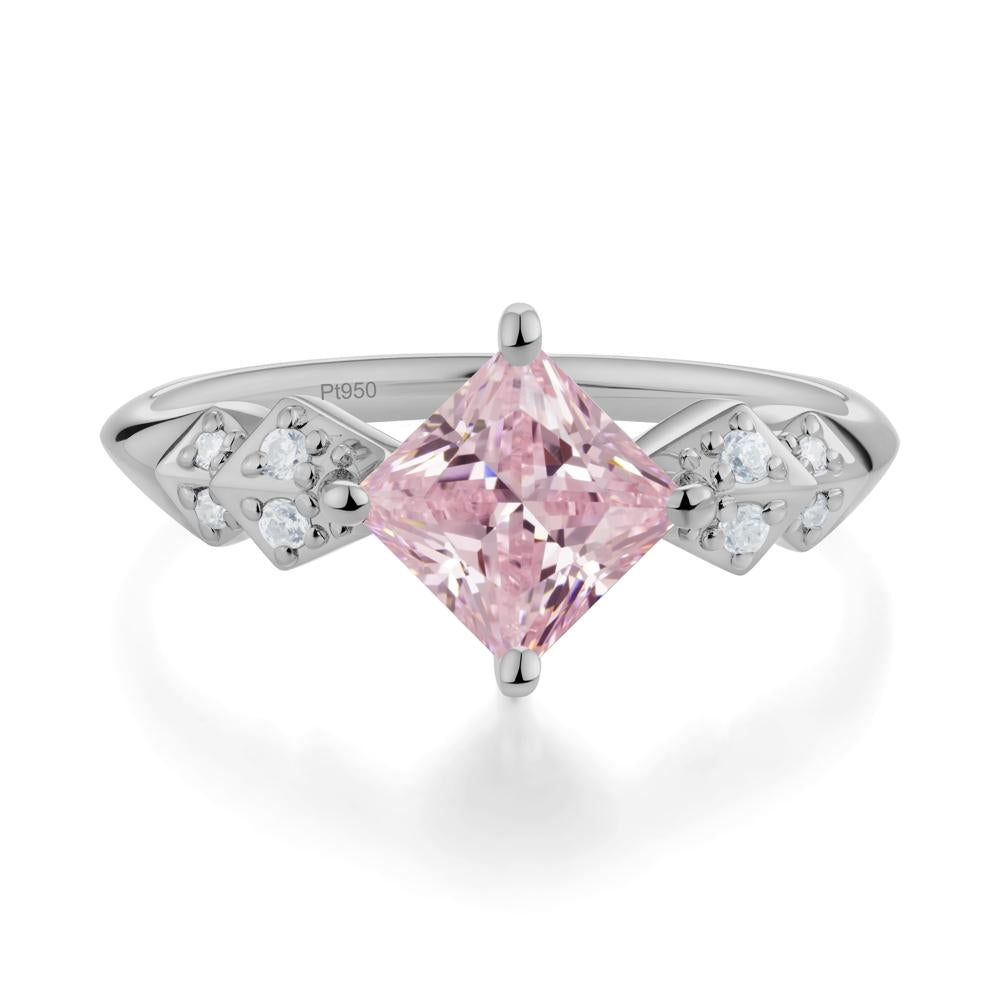 Square Pink Cubic Zirconia Engagement Ring - LUO Jewelry #metal_platinum