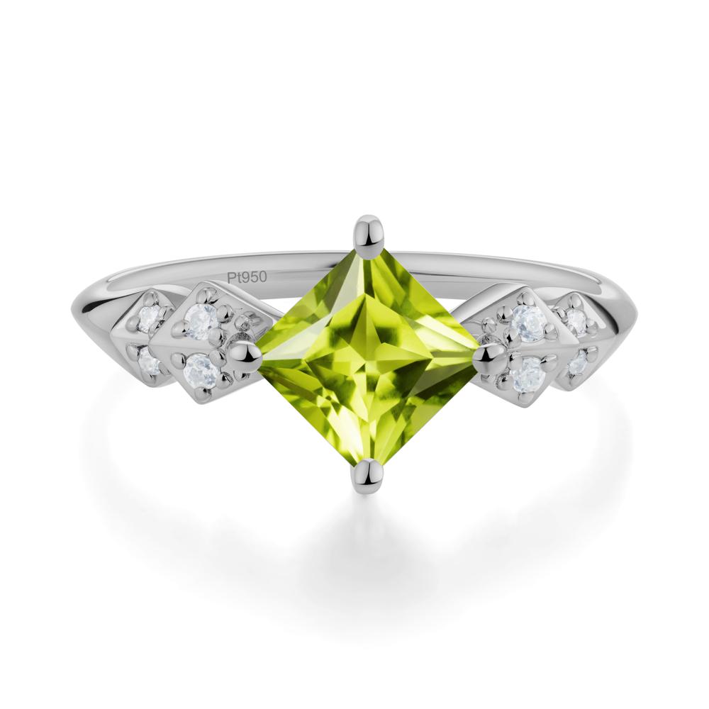 Square Peridot Engagement Ring - LUO Jewelry #metal_platinum