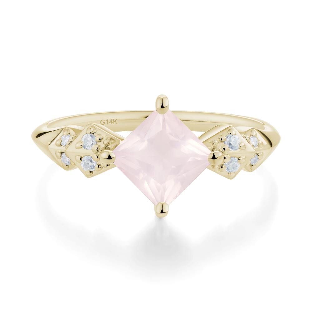 Square Rose Quartz Engagement Ring - LUO Jewelry #metal_14k yellow gold