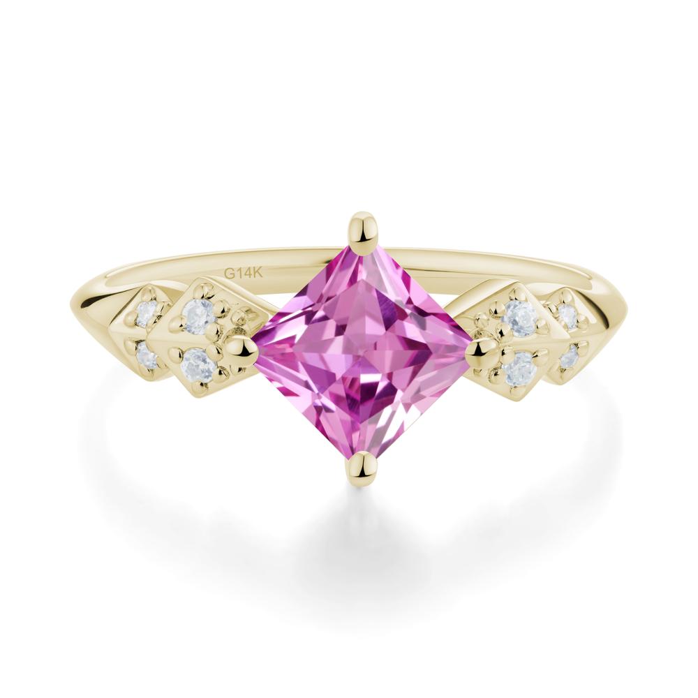 Square Pink Sapphire Engagement Ring - LUO Jewelry #metal_14k yellow gold