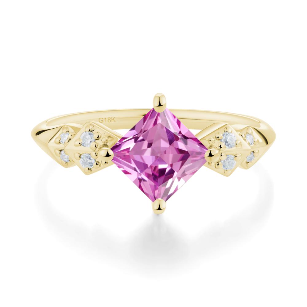 Square Pink Sapphire Engagement Ring - LUO Jewelry #metal_18k yellow gold