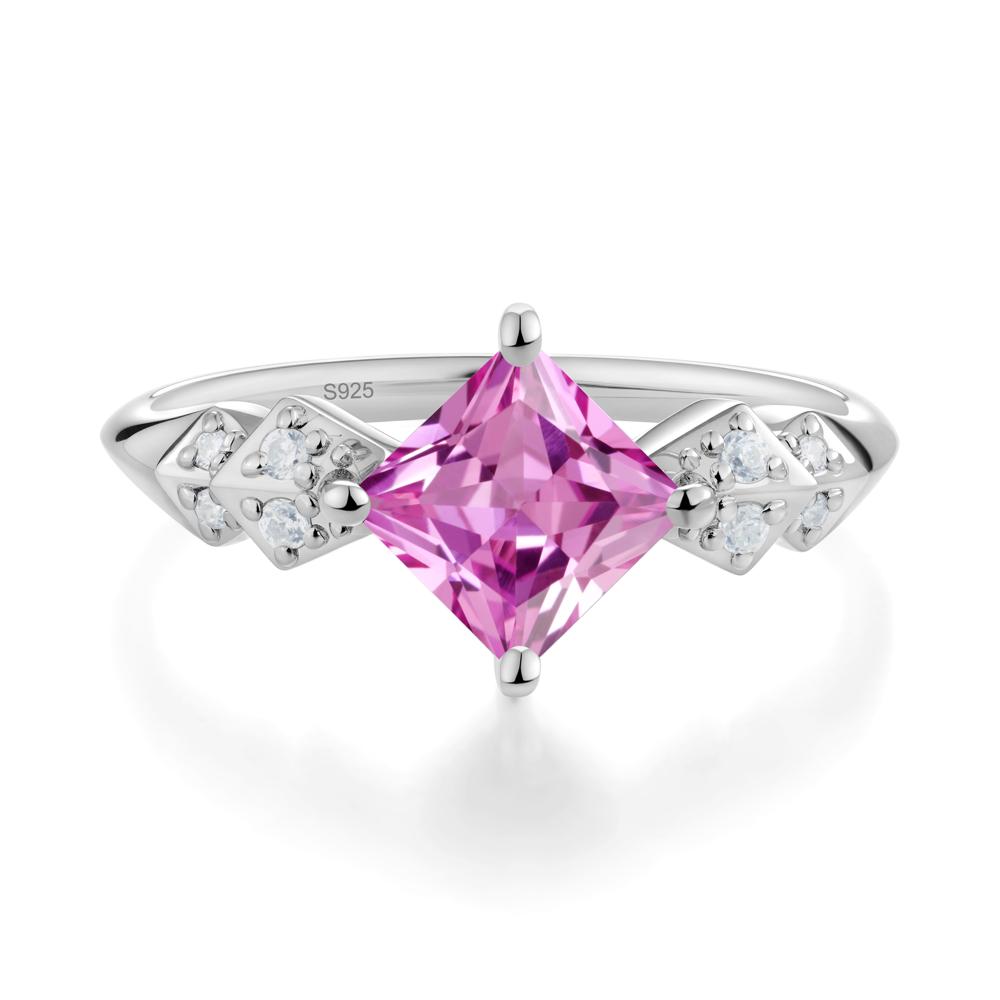 Square Pink Sapphire Engagement Ring - LUO Jewelry #metal_sterling silver