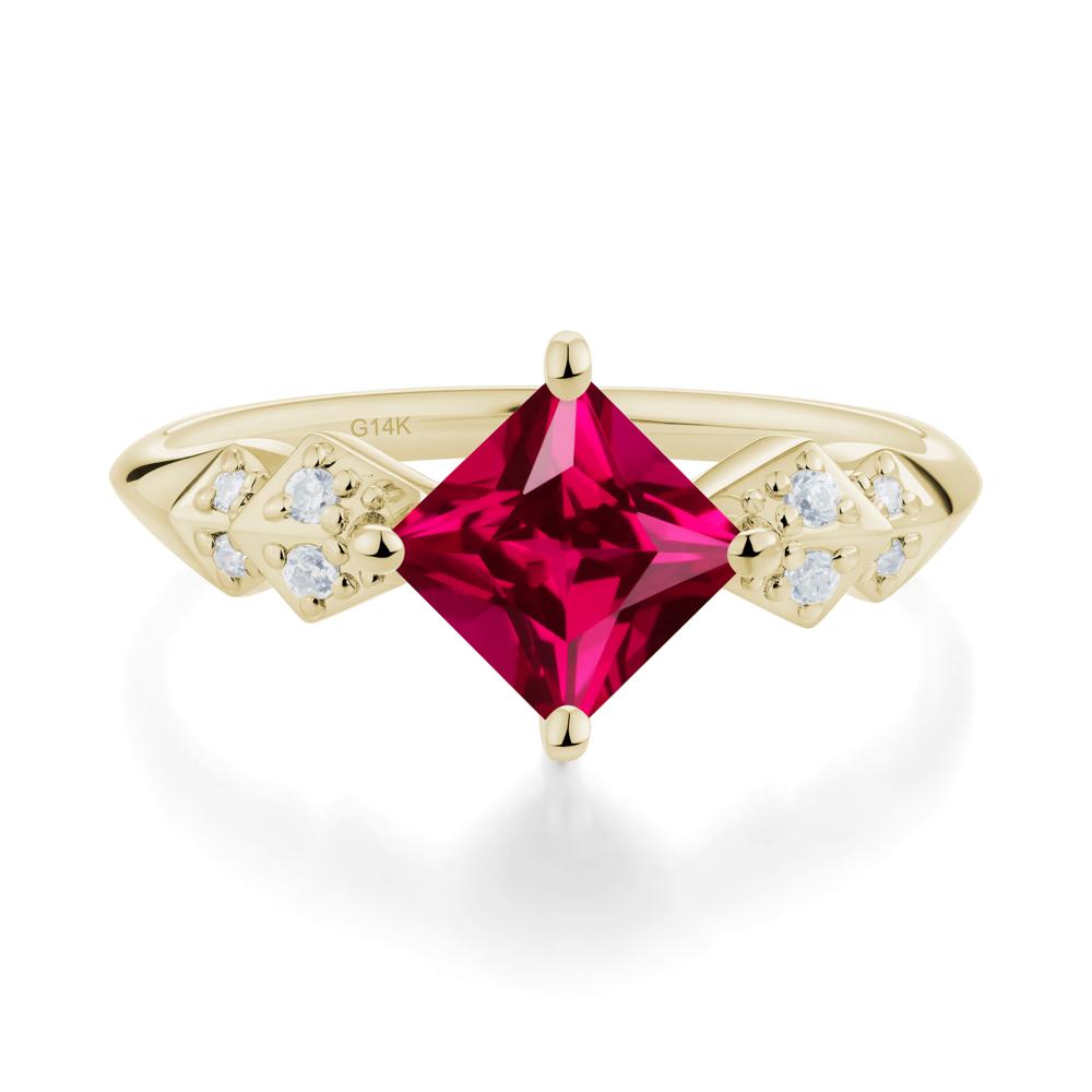 Square Ruby Engagement Ring - LUO Jewelry #metal_14k yellow gold