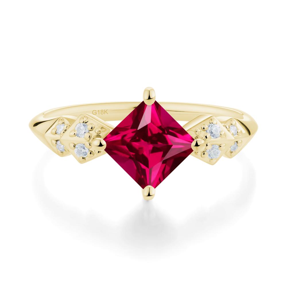 Square Ruby Engagement Ring - LUO Jewelry #metal_18k yellow gold