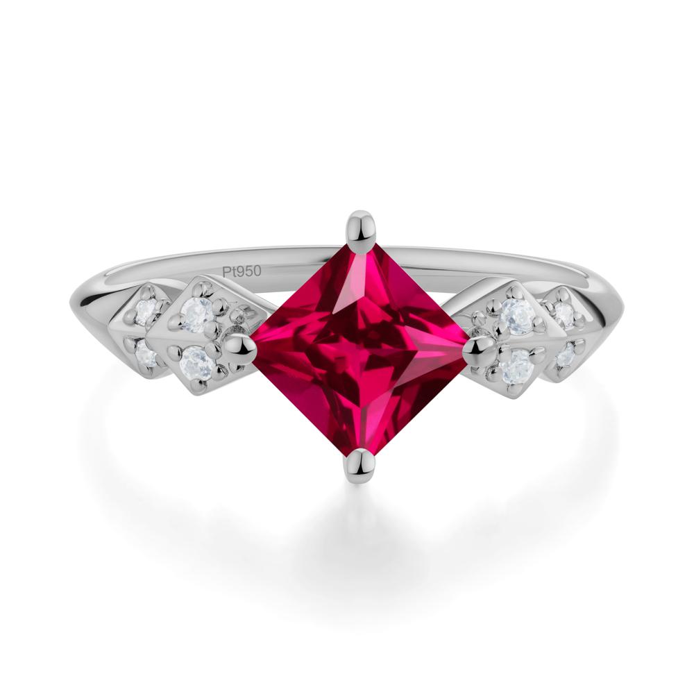 Square Ruby Engagement Ring - LUO Jewelry #metal_platinum