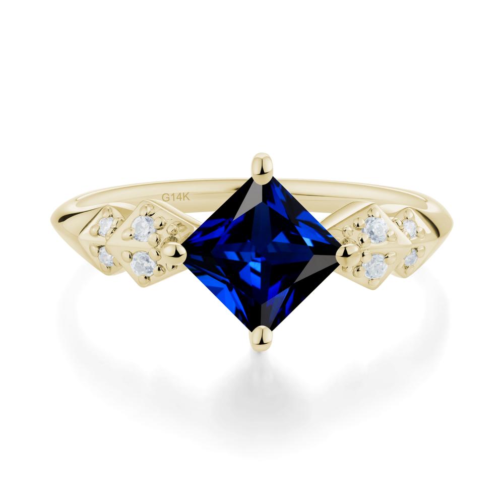 Square Sapphire Engagement Ring - LUO Jewelry #metal_14k yellow gold