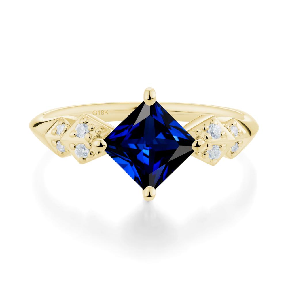 Square Sapphire Engagement Ring - LUO Jewelry #metal_18k yellow gold