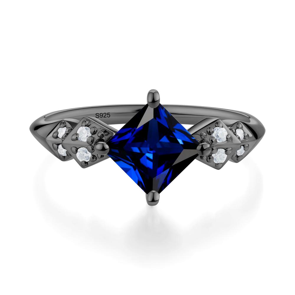 Square Sapphire Engagement Ring - LUO Jewelry #metal_black finish sterling silver