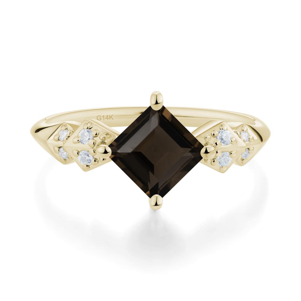 Square Smoky Quartz Engagement Ring - LUO Jewelry #metal_14k yellow gold