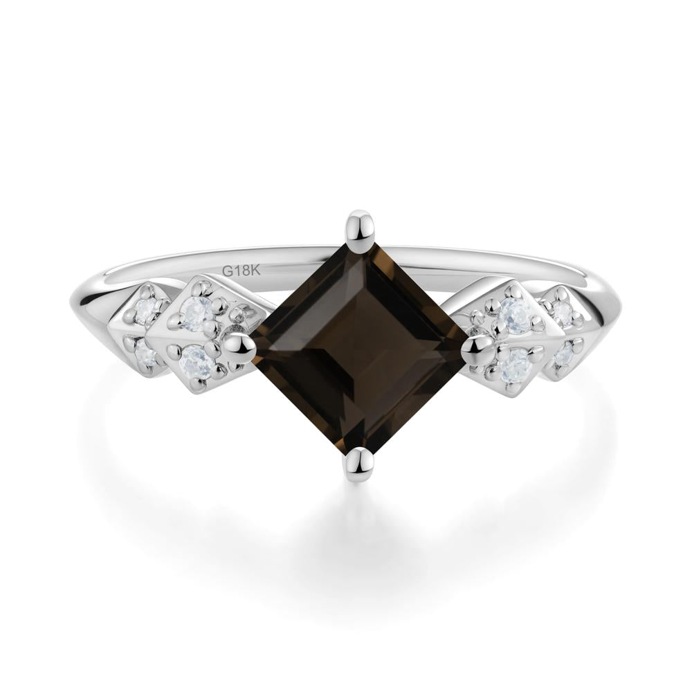 Square Smoky Quartz Engagement Ring - LUO Jewelry #metal_18k white gold
