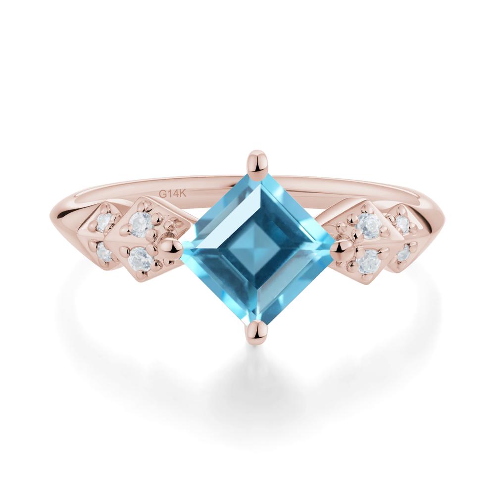Square Swiss Blue Topaz Engagement Ring - LUO Jewelry #metal_14k rose gold
