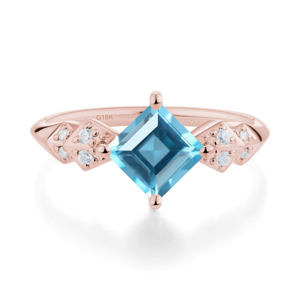 Square Swiss Blue Topaz Engagement Ring - LUO Jewelry #metal_18k rose gold