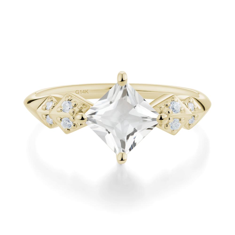 Square White Topaz Engagement Ring - LUO Jewelry #metal_14k yellow gold
